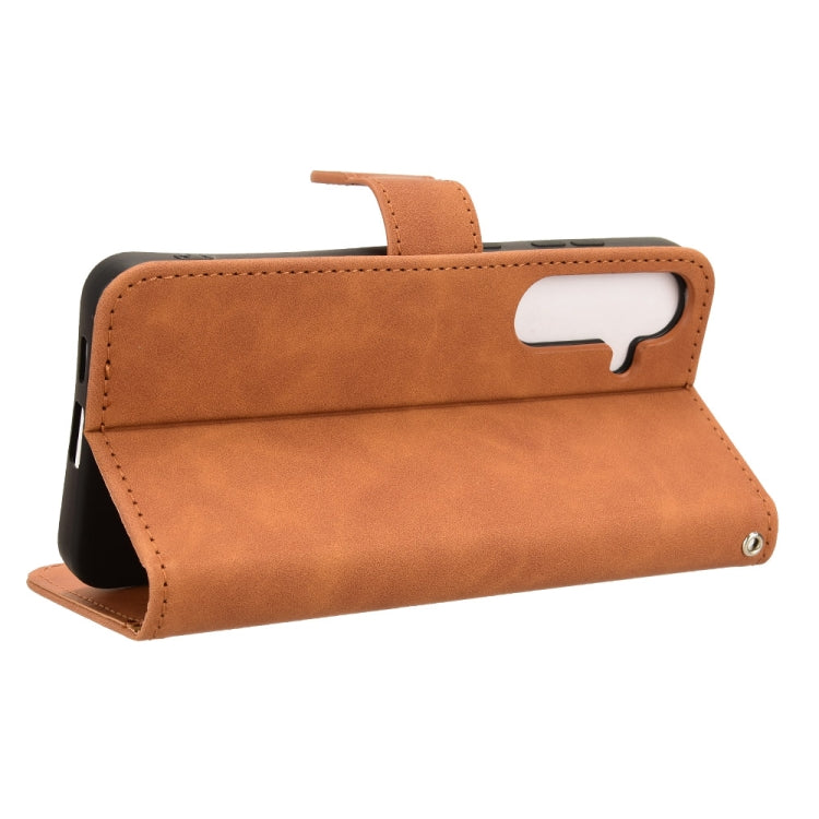 For Samsung Galaxy S24 5G Skin Feel Magnetic Flip Leather Phone Case(Brown)