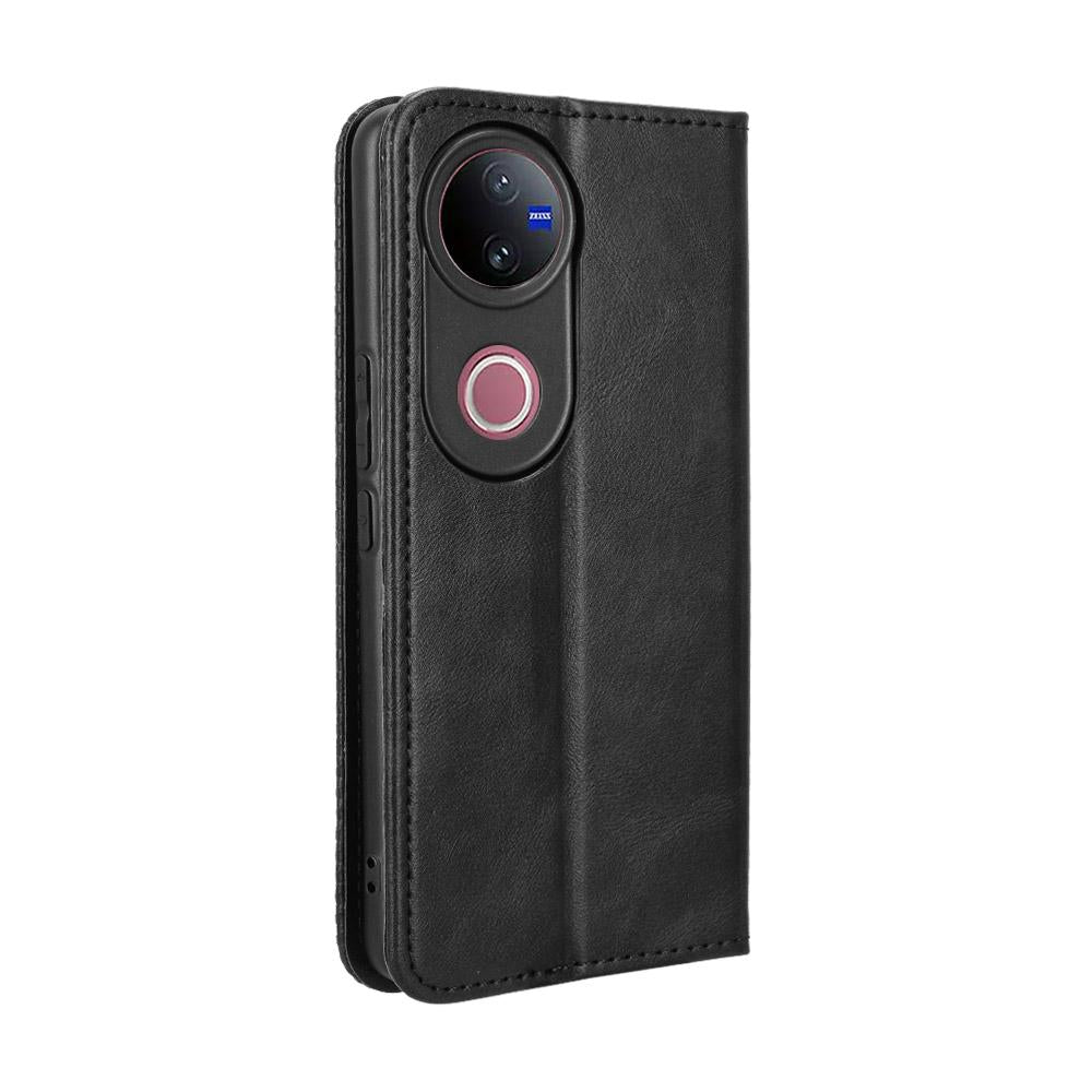 For vivo V50 5G Magnetic Buckle Retro Texture Leather Phone Case(Black)
