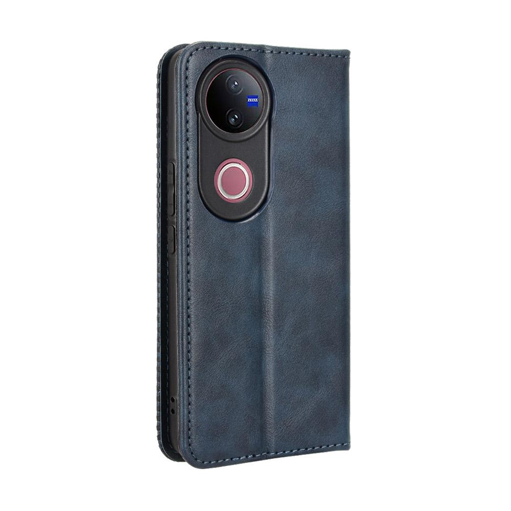 For vivo V50 5G Magnetic Buckle Retro Texture Leather Phone Case(Blue)