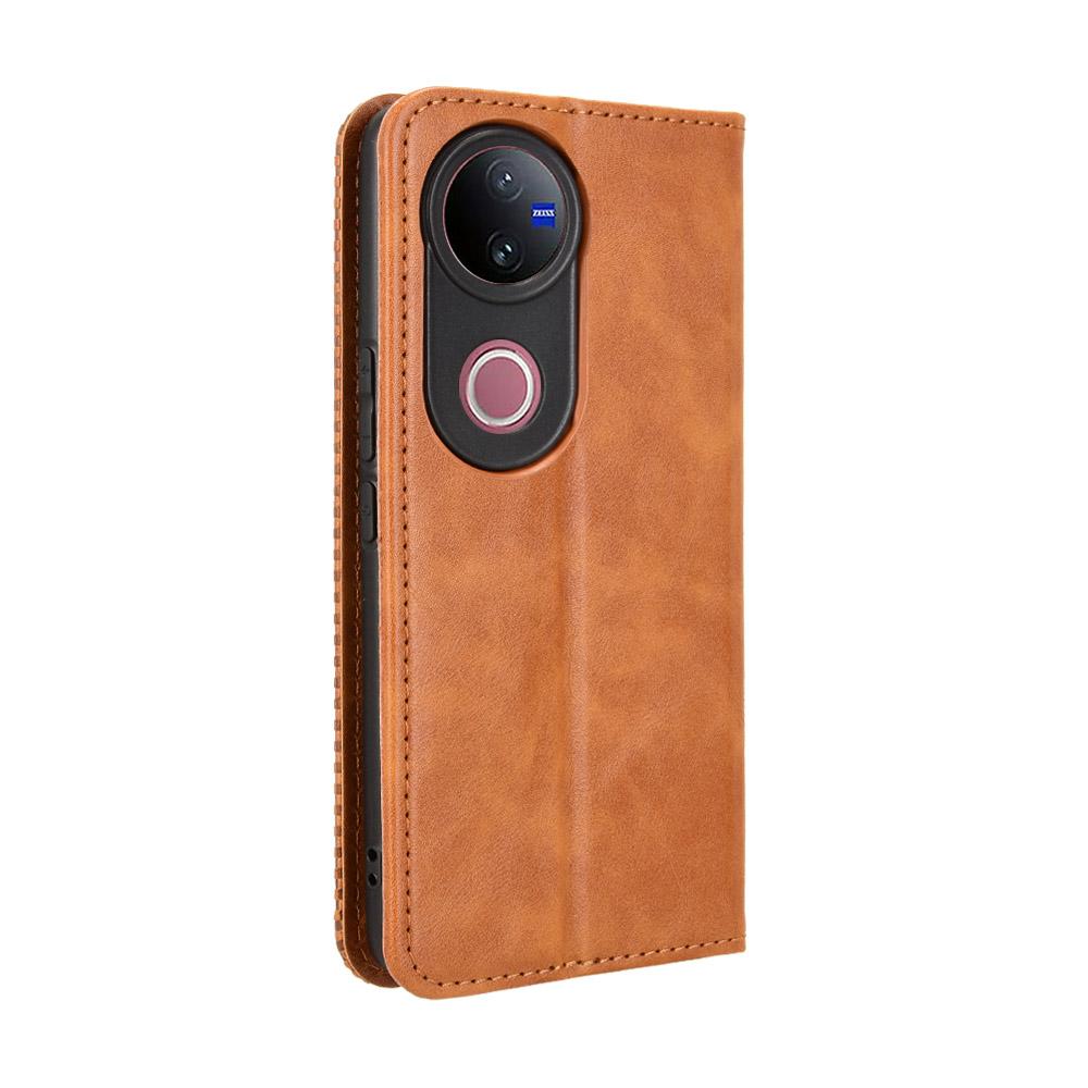 For vivo V50 5G Magnetic Buckle Retro Texture Leather Phone Case(Brown)