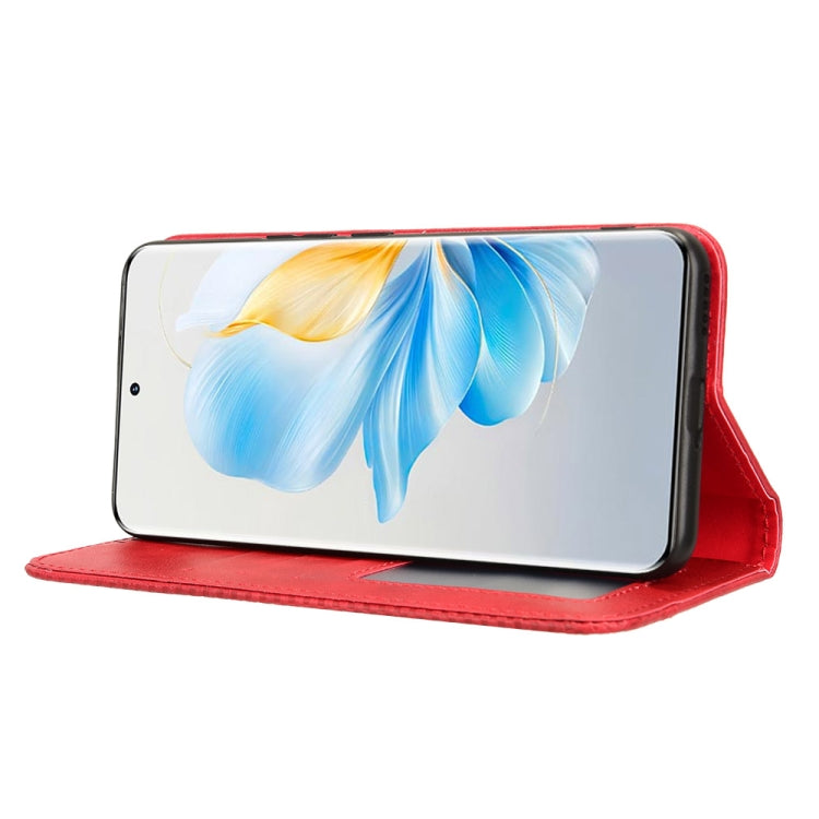 For Honor 100 5G Magnetic Buckle Retro Texture Leather Phone Case(Red)