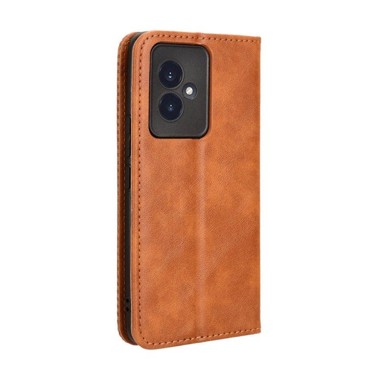 For Honor 100 5G Magnetic Buckle Retro Texture Leather Phone Case(Brown)