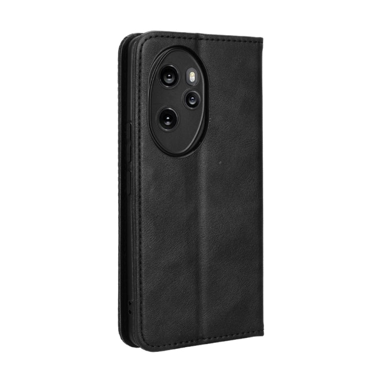 For Honor 100 Pro 5G Magnetic Buckle Retro Texture Leather Phone Case(Black)