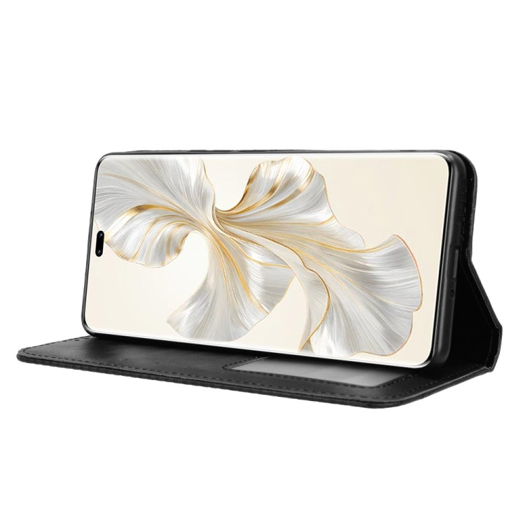 For Honor 100 Pro 5G Magnetic Buckle Retro Texture Leather Phone Case(Black)