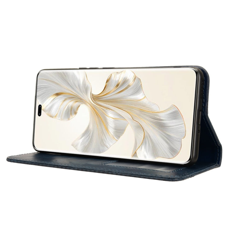 For Honor 100 Pro 5G Magnetic Buckle Retro Texture Leather Phone Case(Blue)