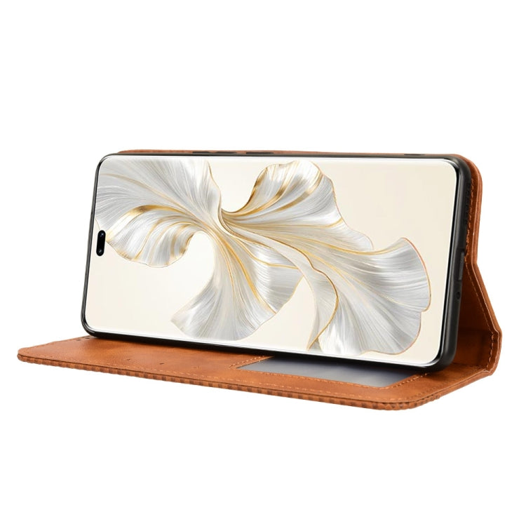For Honor 100 Pro 5G Magnetic Buckle Retro Texture Leather Phone Case(Brown)
