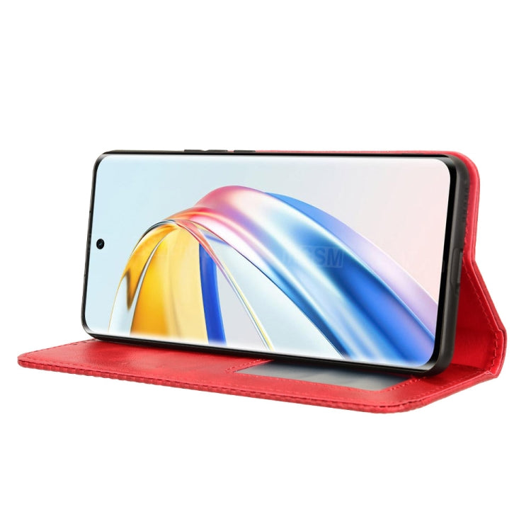 For Honor X9b 5G Magnetic Buckle Retro Texture Leather Phone Case(Red)