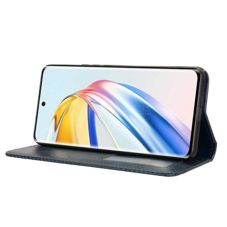 For Honor X9b 5G Magnetic Buckle Retro Texture Leather Phone Case(Blue)