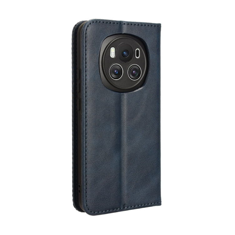 For Honor Magic6 5G Magnetic Buckle Retro Texture Leather Phone Case(Blue)