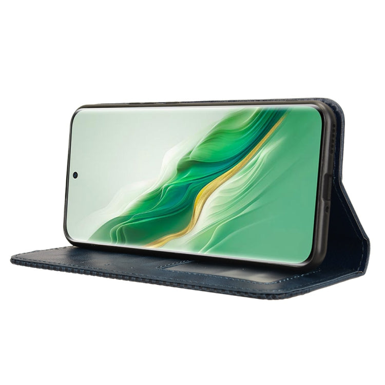 For Honor Magic6 5G Magnetic Buckle Retro Texture Leather Phone Case(Blue)