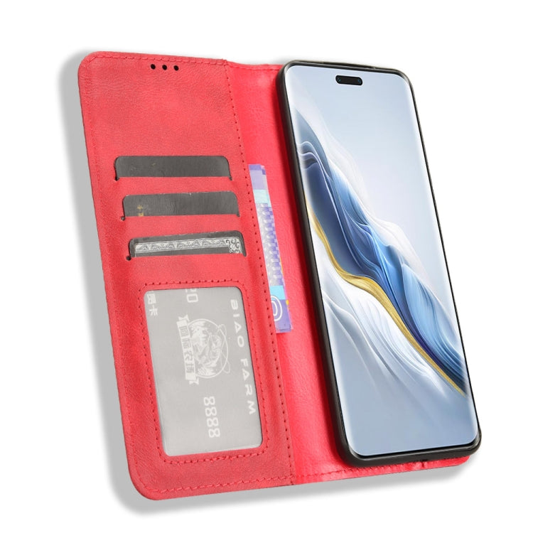 For Honor Magic6 Pro 5G Magnetic Buckle Retro Texture Leather Phone Case(Red)