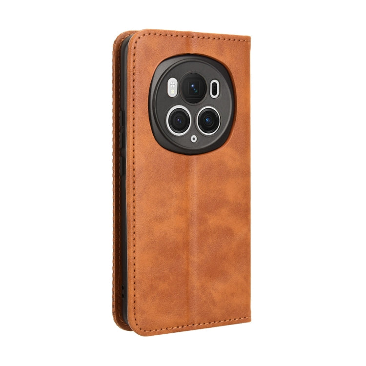 For Honor Magic6 Pro 5G Magnetic Buckle Retro Texture Leather Phone Case(Brown)