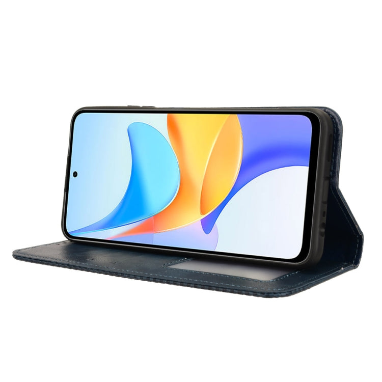 For Honor Play 50 Plus Magnetic Buckle Retro Texture Leather Phone Case(Blue)