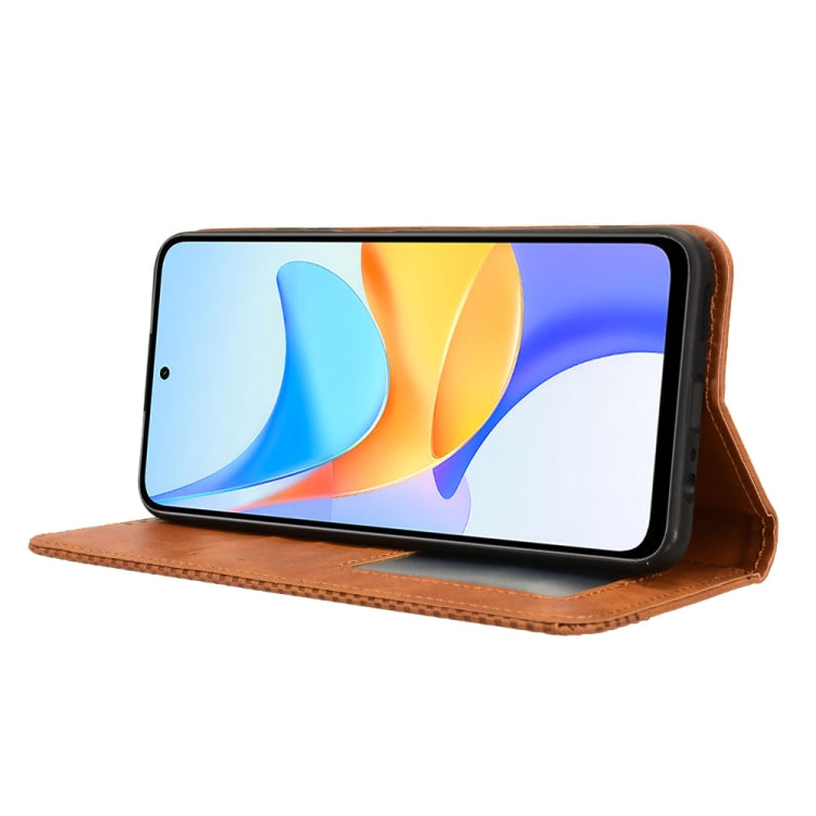 For Honor Play 50 Plus Magnetic Buckle Retro Texture Leather Phone Case(Brown)