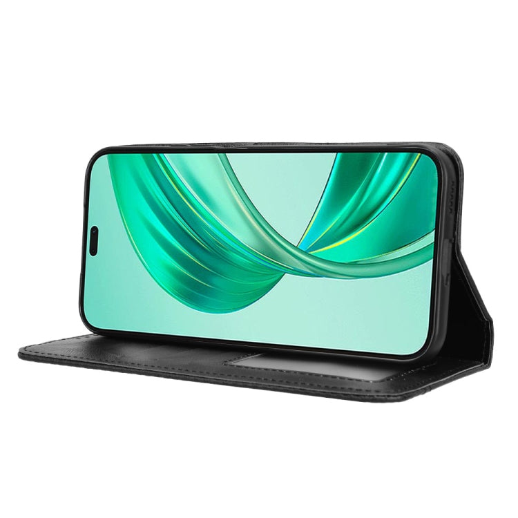 For Honor X8b 4G Magnetic Buckle Retro Texture Leather Phone Case(Black)