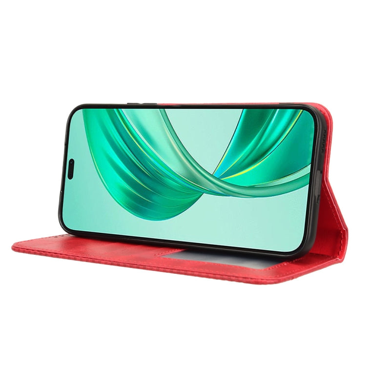 For Honor X8b 4G Magnetic Buckle Retro Texture Leather Phone Case(Red)