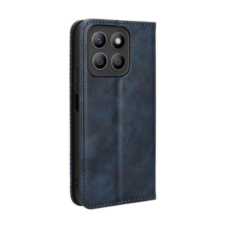 For Honor X8b 4G Magnetic Buckle Retro Texture Leather Phone Case(Blue)