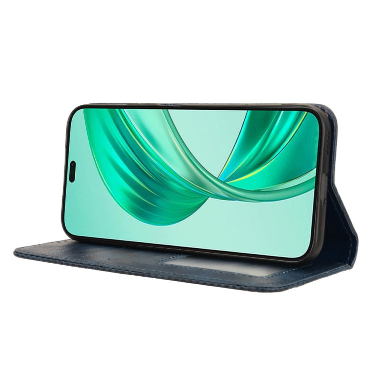 For Honor X8b 4G Magnetic Buckle Retro Texture Leather Phone Case(Blue)