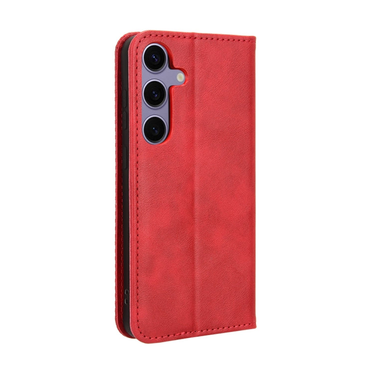For Samsung Galaxy S24 5G Magnetic Buckle Retro Texture Leather Phone Case(Red)