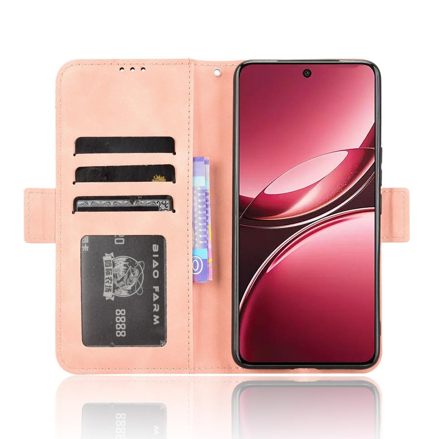 For vivo V50 5G Skin Feel Calf Texture Card Slots Leather Phone Case(Pink)