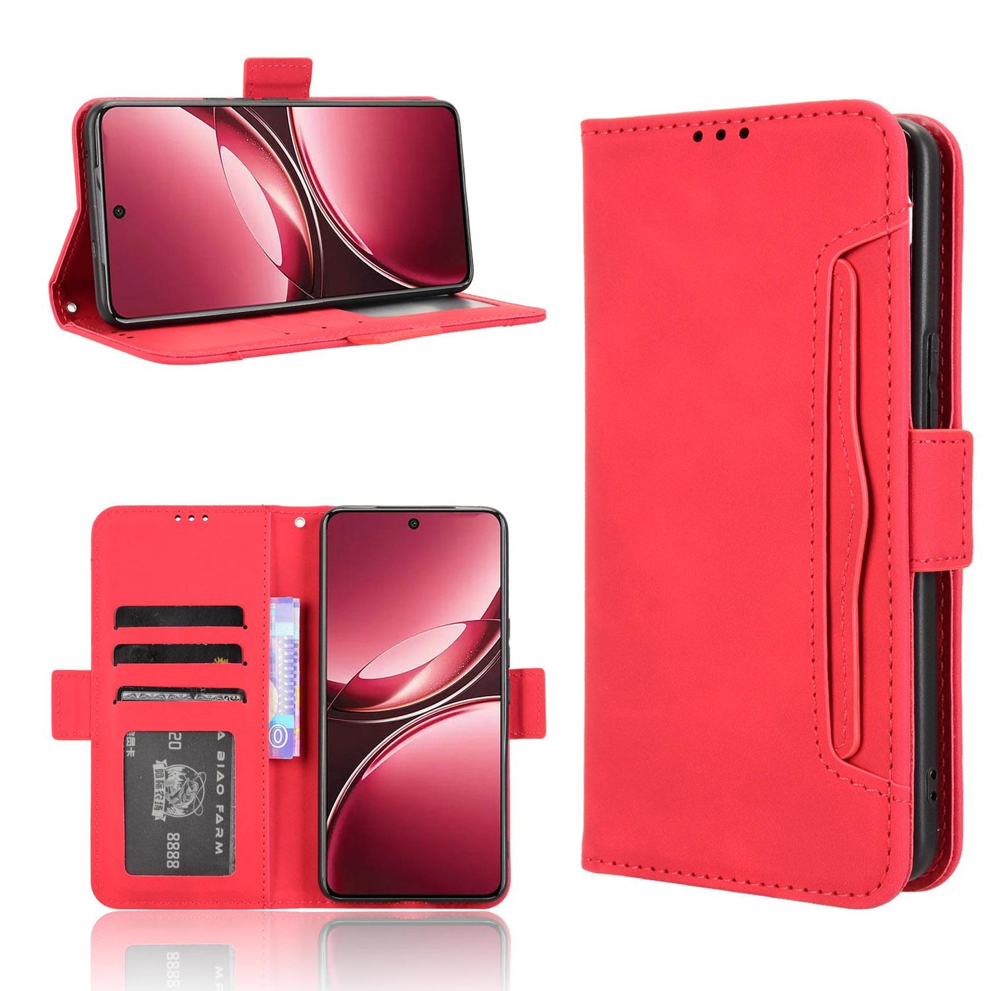For vivo V50 5G Skin Feel Calf Texture Card Slots Leather Phone Case(Red)