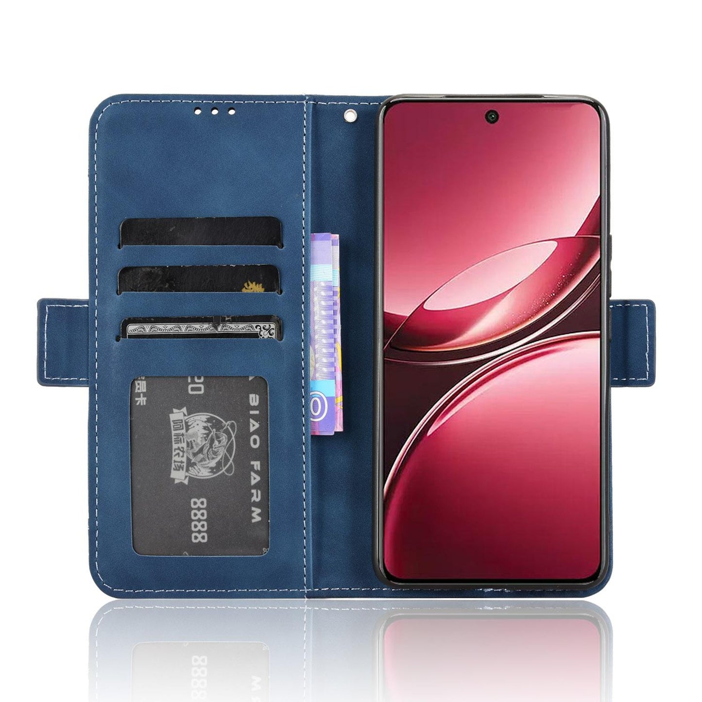 For vivo V50 5G Skin Feel Calf Texture Card Slots Leather Phone Case(Blue)