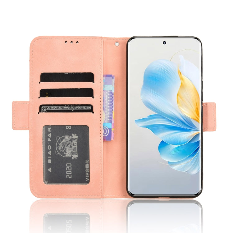 For Honor 100 5G Skin Feel Calf Texture Card Slots Leather Phone Case(Pink)