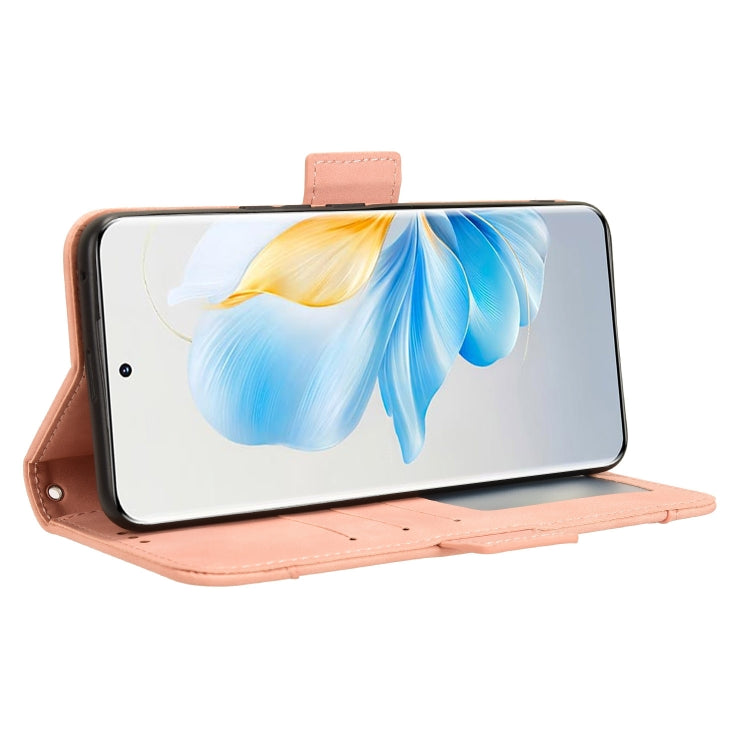 For Honor 100 5G Skin Feel Calf Texture Card Slots Leather Phone Case(Pink)