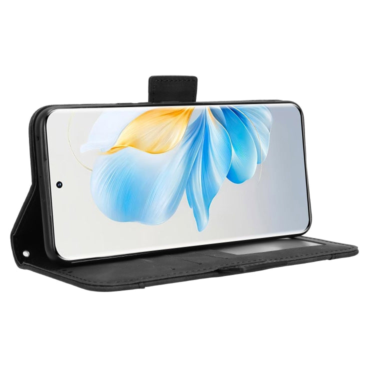 For Honor 100 5G Skin Feel Calf Texture Card Slots Leather Phone Case(Black)