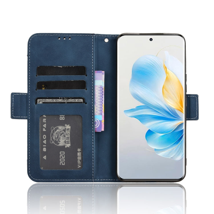 For Honor 100 5G Skin Feel Calf Texture Card Slots Leather Phone Case(Blue)