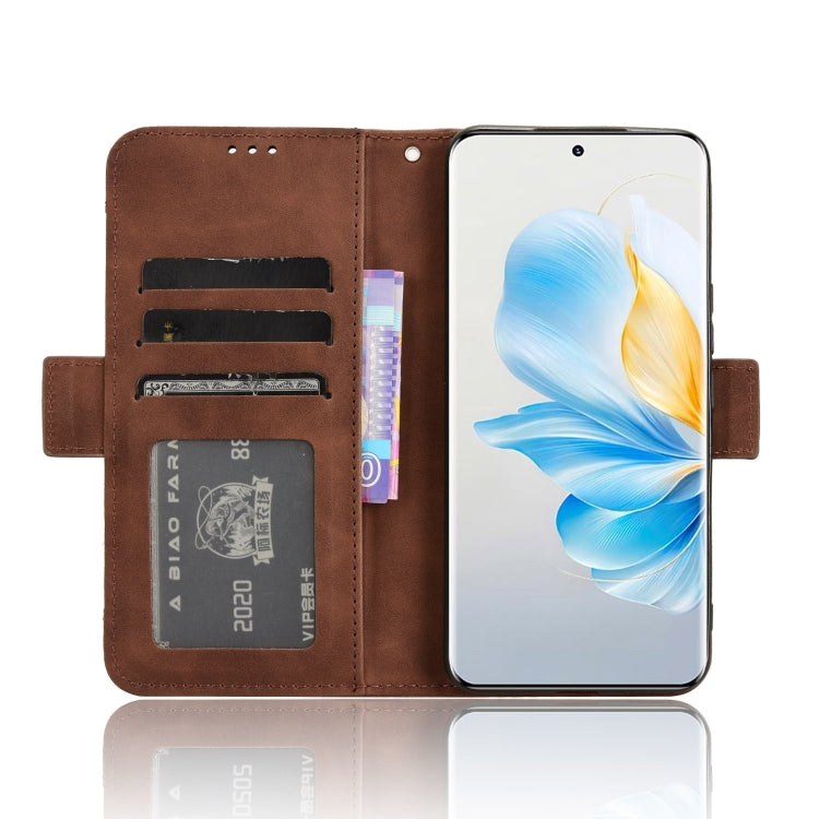 For Honor 100 5G Skin Feel Calf Texture Card Slots Leather Phone Case(Brown)