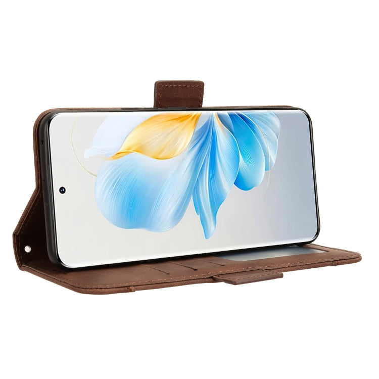 For Honor 100 5G Skin Feel Calf Texture Card Slots Leather Phone Case(Brown)