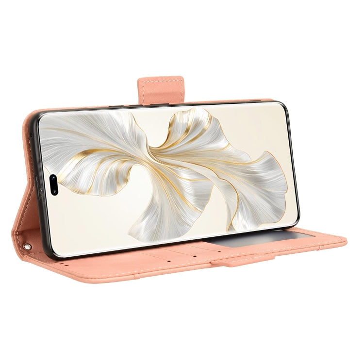For Honor 100 Pro 5G Skin Feel Calf Texture Card Slots Leather Phone Case(Pink)