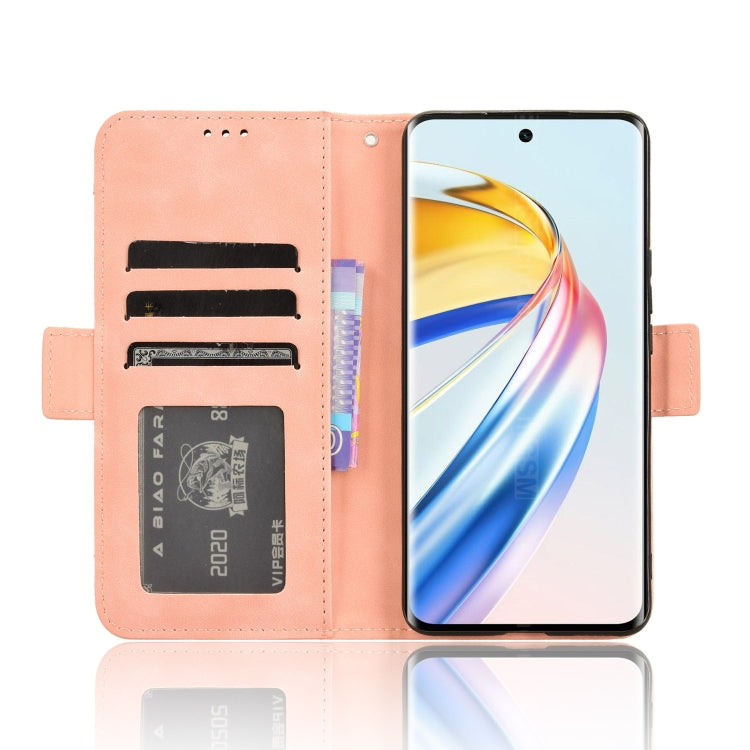 For Honor X9b 5G Skin Feel Calf Texture Card Slots Leather Phone Case(Pink)