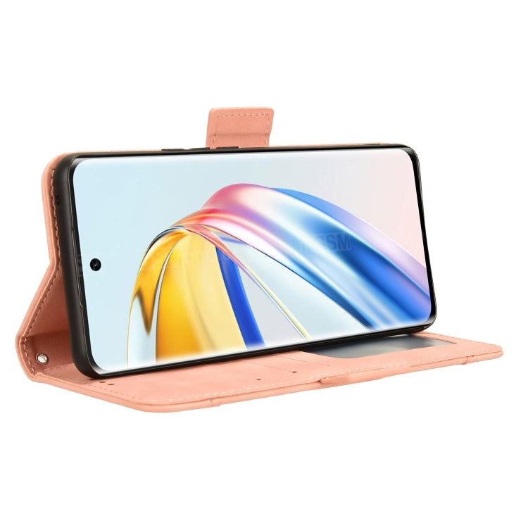 For Honor X9b 5G Skin Feel Calf Texture Card Slots Leather Phone Case(Pink)