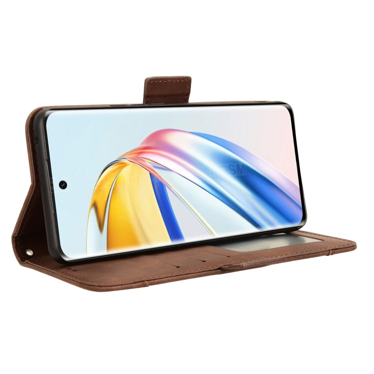 For Honor X9b 5G Skin Feel Calf Texture Card Slots Leather Phone Case(Brown)