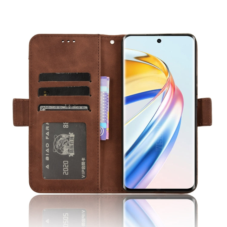 For Honor X9b 5G Skin Feel Calf Texture Card Slots Leather Phone Case(Brown)
