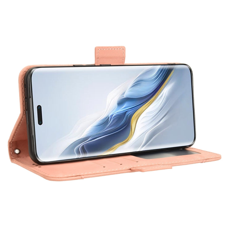 For Honor Magic6 Pro Skin Feel Calf Texture Card Slots Leather Phone Case(Pink)