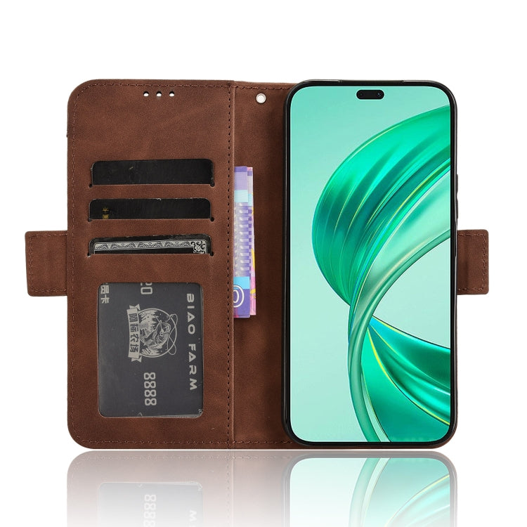 For Honor X8b 4G Skin Feel Calf Texture Card Slots Leather Phone Case(Brown)
