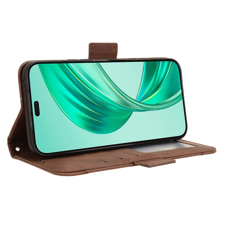 For Honor X8b 4G Skin Feel Calf Texture Card Slots Leather Phone Case(Brown)