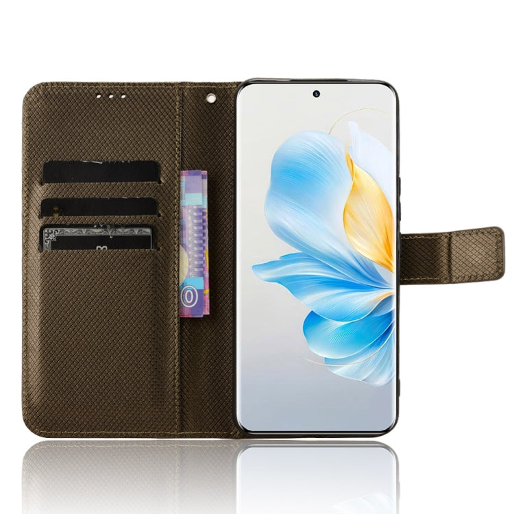 For Honor 100 5G Diamond Texture Leather Phone Case(Brown)
