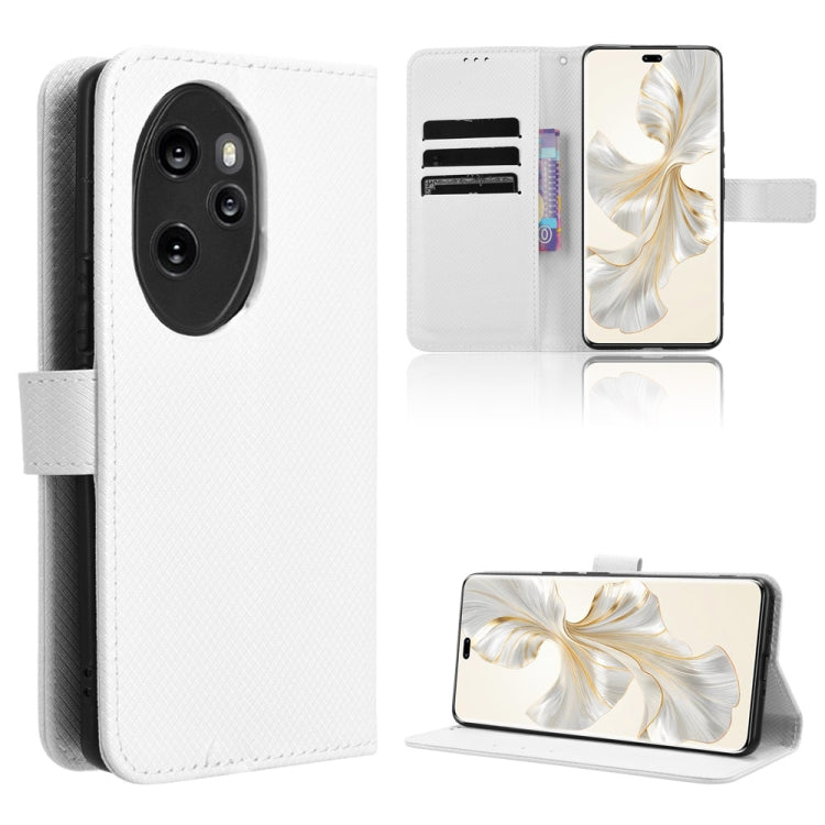 For Honor 100 Pro 5G Diamond Texture Leather Phone Case(White)