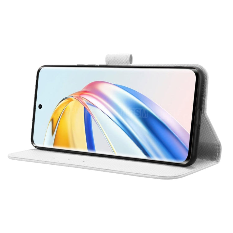 For Honor X9b 5G Diamond Texture Leather Phone Case(White)