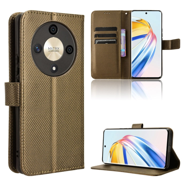 For Honor X9b 5G Diamond Texture Leather Phone Case(Brown)