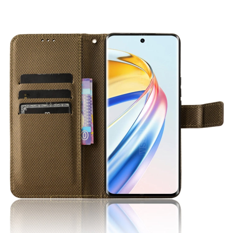 For Honor X9b 5G Diamond Texture Leather Phone Case(Brown)