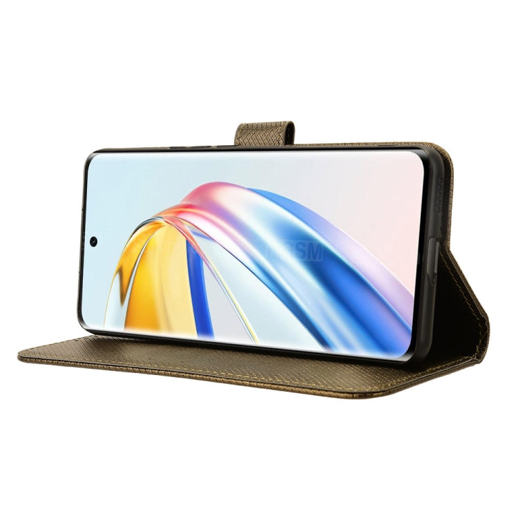 For Honor X9b 5G Diamond Texture Leather Phone Case(Brown)