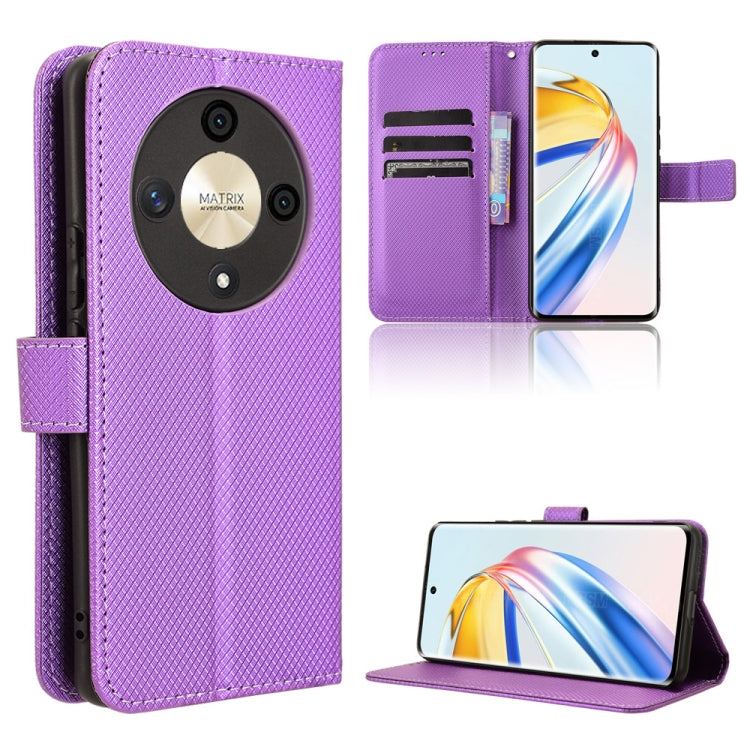 For Honor X9b 5G Diamond Texture Leather Phone Case(Purple)
