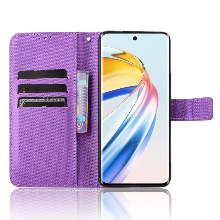 For Honor X9b 5G Diamond Texture Leather Phone Case(Purple)