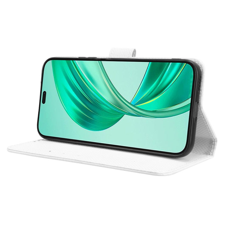 For Honor X8b 4G Diamond Texture Leather Phone Case(White)