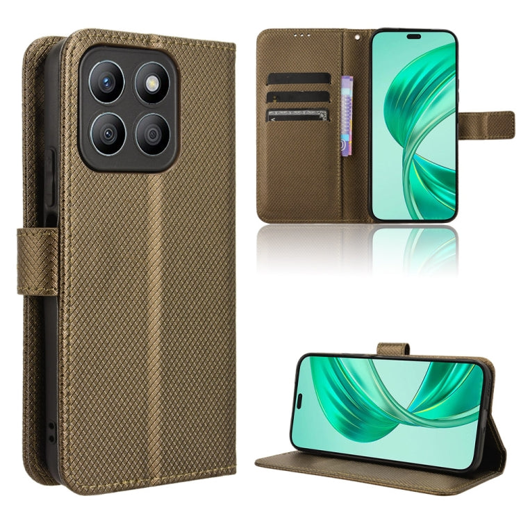 For Honor X8b 4G Diamond Texture Leather Phone Case(Brown)